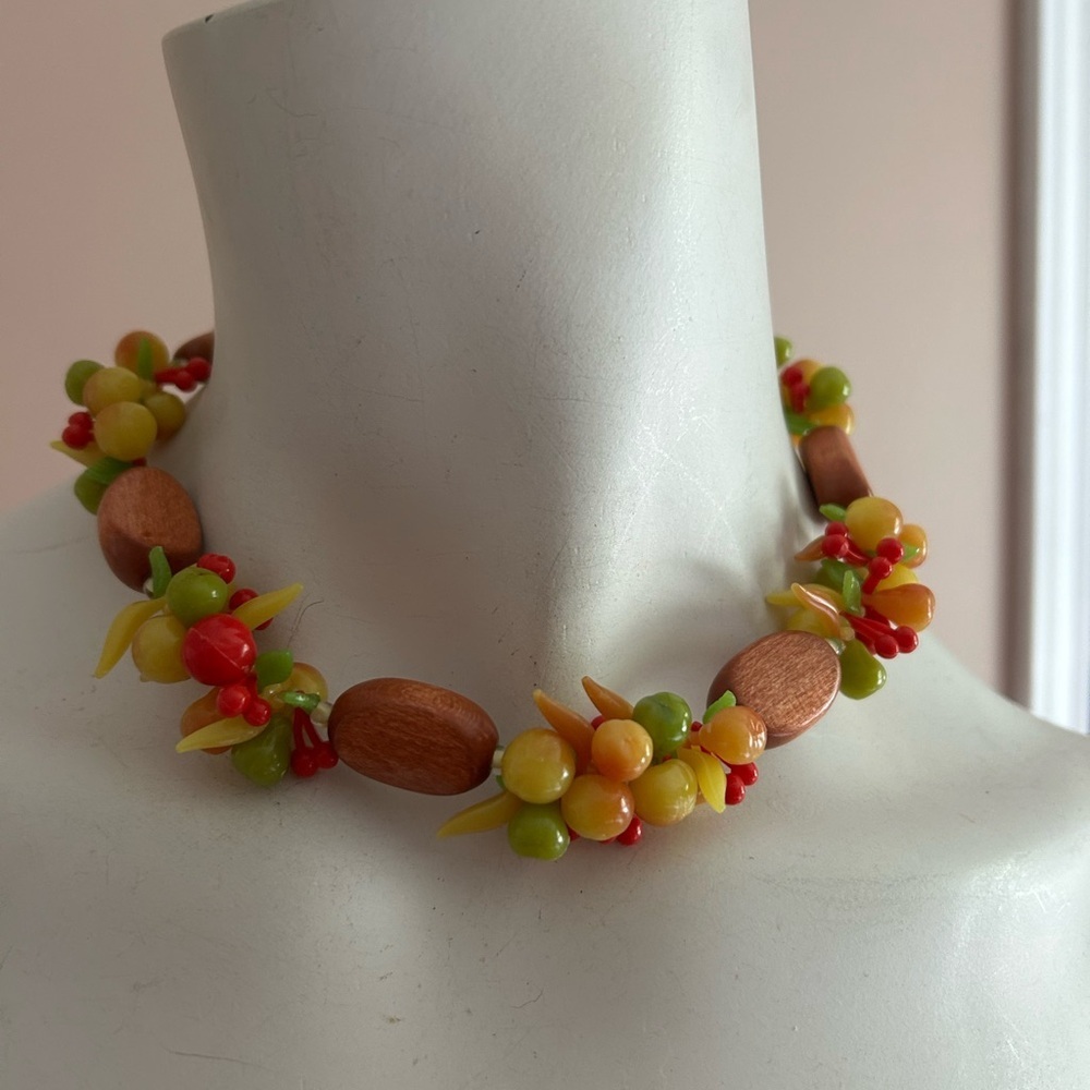 WEST GERMANY Colourful 1950 Beaded Necklace 16 inches 🍌